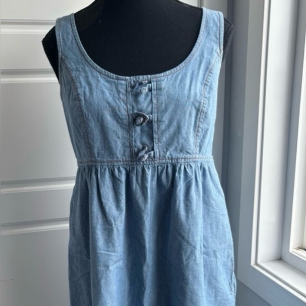 Tibi Designer Chambray Denim Blue Jumper Dress Corset Back side Zip Size M​​​​​​